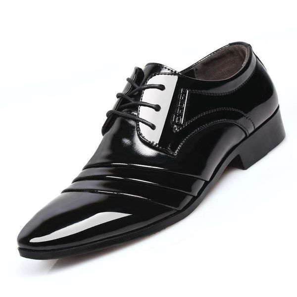 

dress shoes men formal pointed toe business wedding flock lack-up male, Black