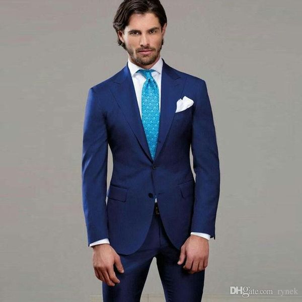 

men's suits & blazers peaked design blue for business men attire groom wedding tuxedos 2 piece groomsmen wear man outfit blazer costume, White;black