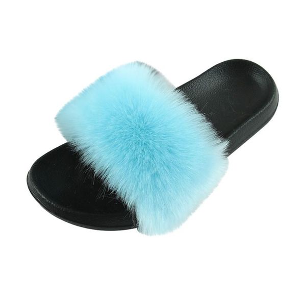 

brand women solid shoes fur slides summer outside indoor mujer casual fashion vintage slipper l*5 slippers, Black
