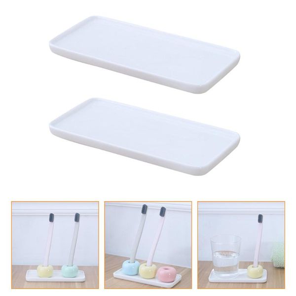 

dishes & plates 2pcs washstand ceramic storage simple plate for home (white)