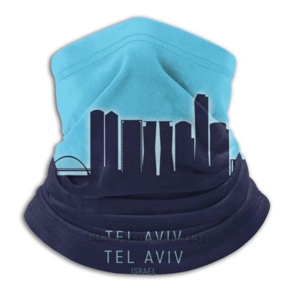 

scarves tel aviv israel skyline microfiber neck warmer bandana scarf face mask cityscape, Blue;gray