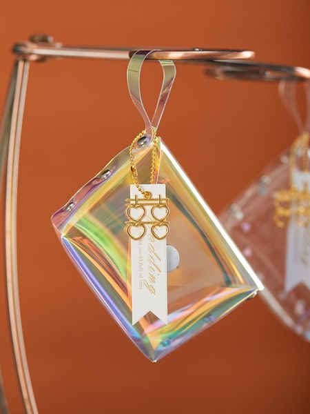 

gift wrap 30pcs creative rainbow plastic bag transparent wallet mini candy box wedding favor baby shower packaging chocolate party