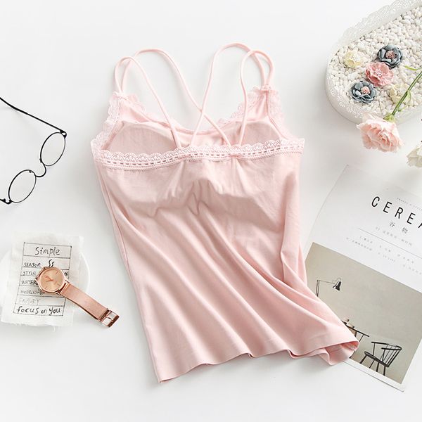 

new lace crop basic padded beautiful back simple comfortable lingerie cotton lady camisole, Black;white