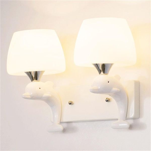 

wall lights modern led lamps creative cartoon indoor white dolphin for home children bedroom lamp