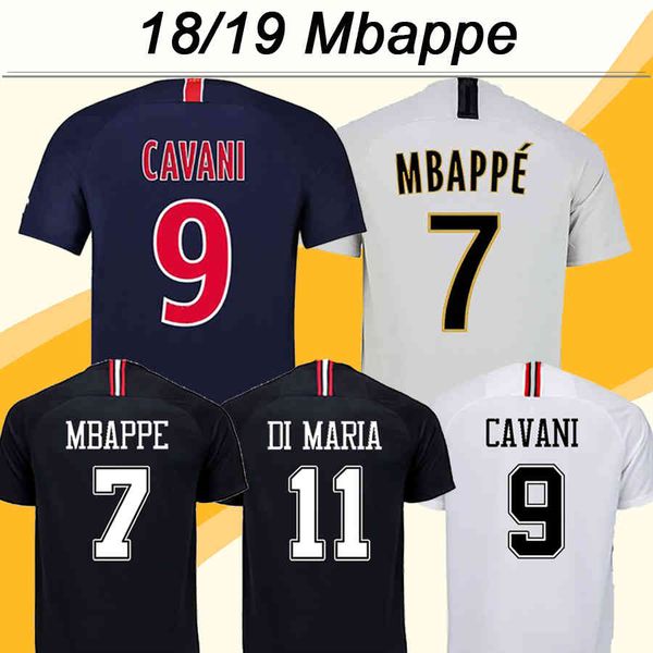 

mbappe 18 19 mens soccer jerseys verratti cavani matuidi home away football shirts di maria t.silva draxler short sleeves maillots de foot, Black
