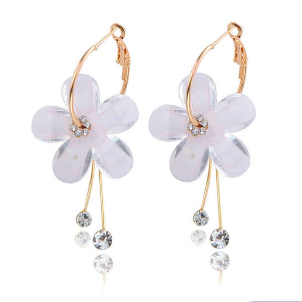 Charms Ear Stud Clip Anelli versione coreana 6 petali acrilici zircone nappa cerchio geometrico girasole trasparente