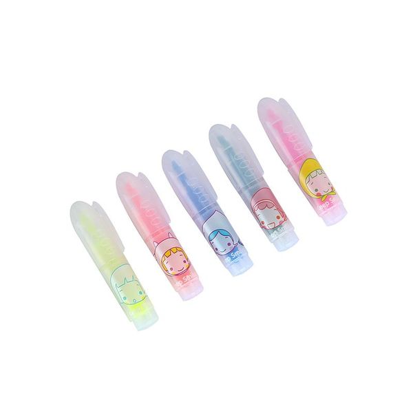 

highlighters 5 pcs/pack kawaii lovely girl mini highlighter paint marker pen drawing liquid chalk stationery school office supply kids gift, Black;red