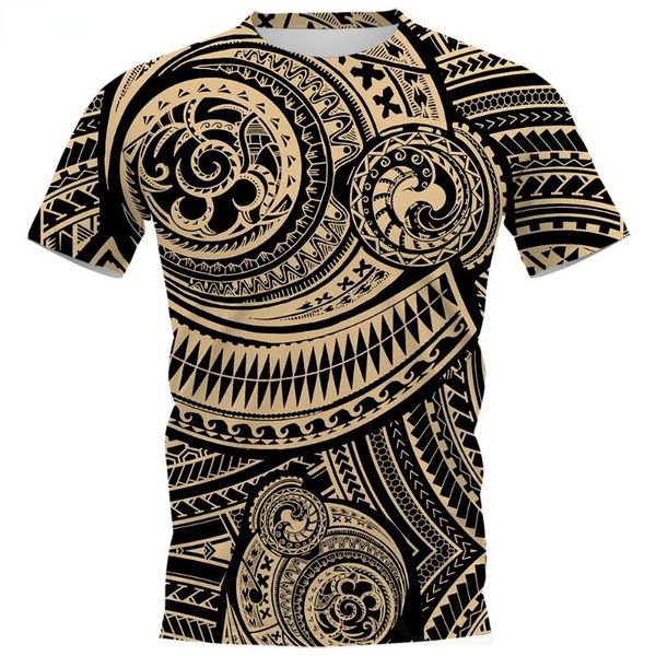 T-shirt da uomo T-shirt stile tatuaggio polinesiano vichingo stampa 3D pullover manica corta donna Harajuku top casualUnisex