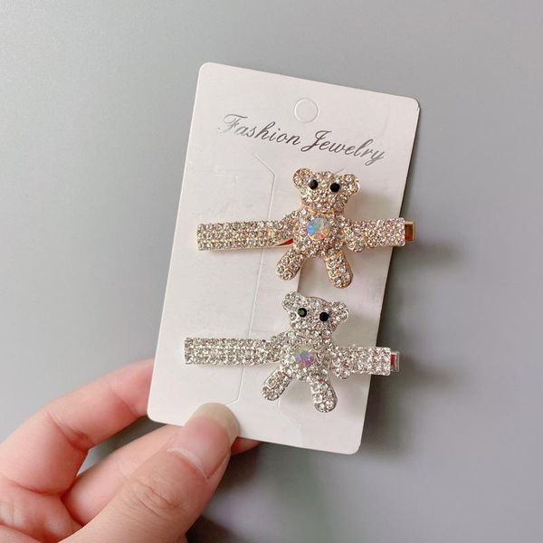 

hair accessories 2021 rhinestone bear hairpin fashion full side clip word girl