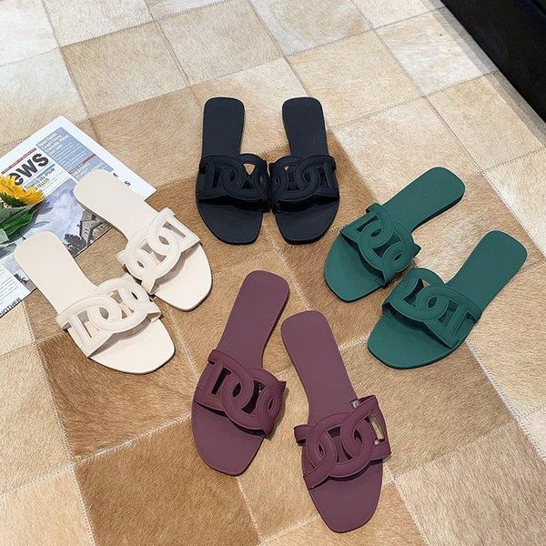 

2021ladies brand women slipper elegant slides shoes summer outdoor sandal slippers, Black