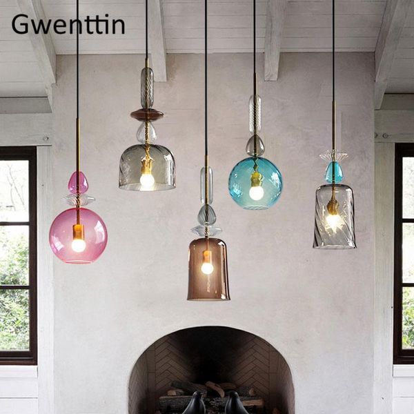 

pendant lamps nordic candy glass lights modern led hanging lamp for dining room cafe bar home decor kitchen light fixtures luminaire