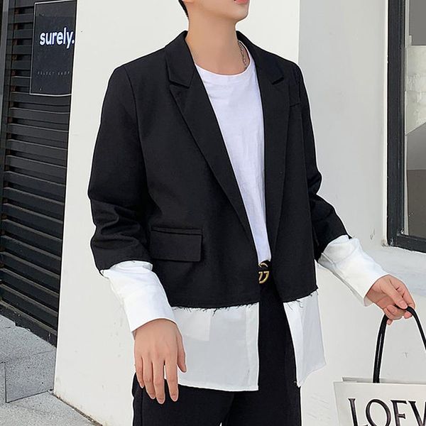 

men's suits & blazers spelling men casual suit coat blazer jacket male streetwear chic style fashion hip hop outerwear hombre, White;black