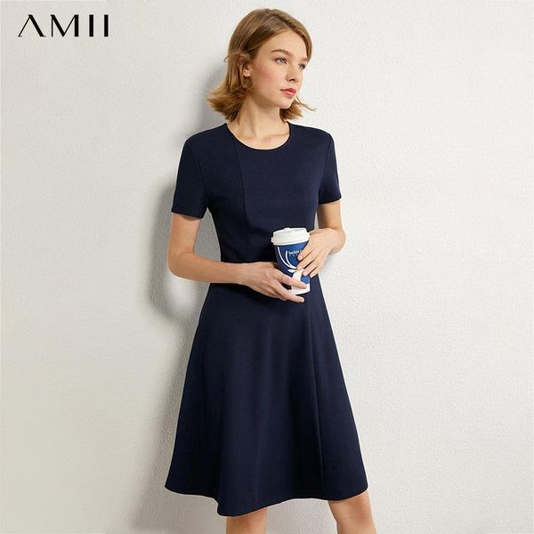 

party dresses amii minimalism for women fashion high waist solid mini dress short sleeve aline women's female 12021364, White;black