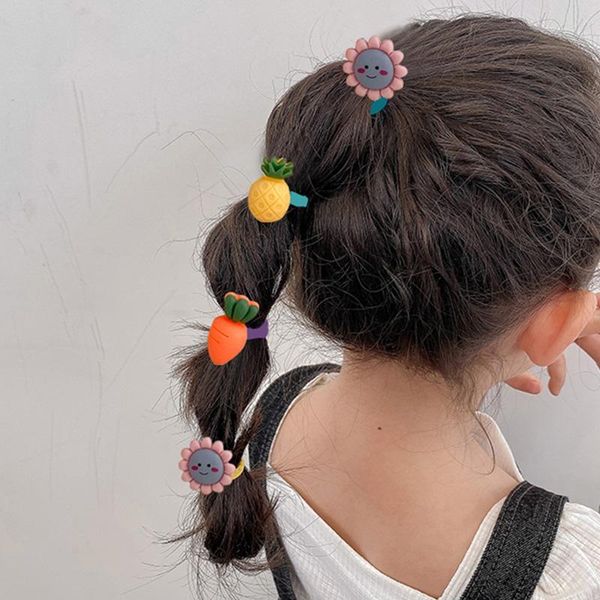 

hair accessories 10pcs/set bands for children cartoon colorful nylon head dress elastic tie ponytail holder kids girl, Slivery;white