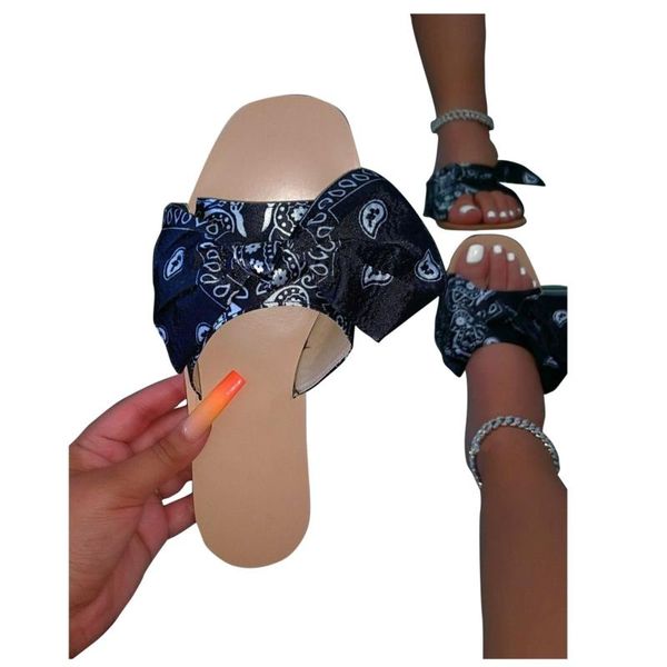 

women's flip flops bowknot casual shoes summer beach slippers women comfy slip on flats sandals open toe outdoor ladies, Black