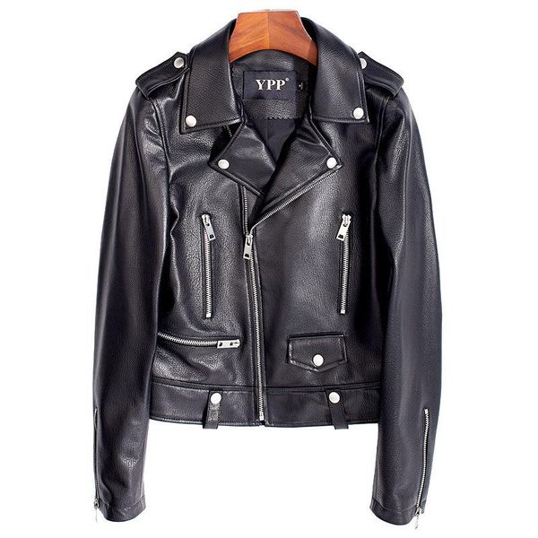 

women's leather & faux real sheepskin jackets for women ladies genuine coat luxury black motorcycle biker outwear