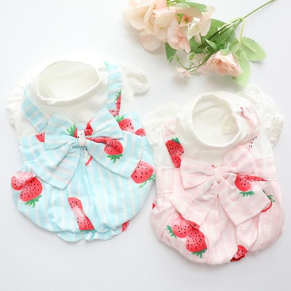 

pet clothing cartoon clothes for dog fruit print dresses small costume strawberry dogs cute sweet summer thin collar perro apparel