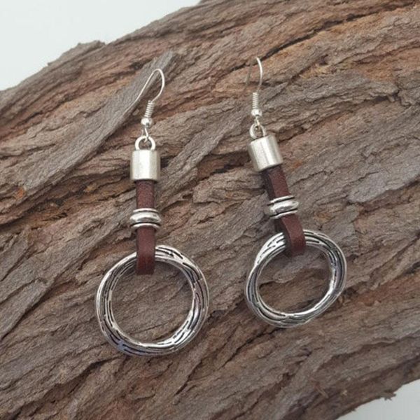 

dangle & chandelier leather earrings metal, Silver