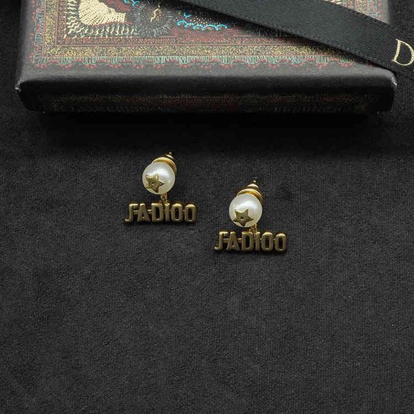 

70% off back wear letter pearl female fashion star earrings brass material, Silver