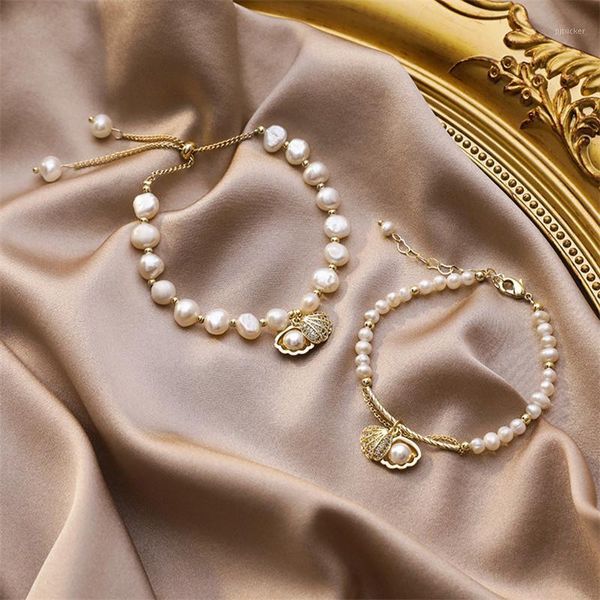 

beaded, strands pearl bracelet baroque shell starfish ins niche design cold wind jewelry for woman 2021 trend1, Black