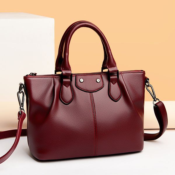 

2021 leisure soft leather slung large capacity middle-aged fashion mother's one shoulder handbag women's bag