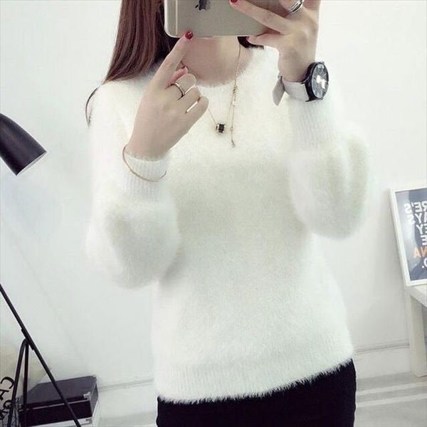 

woman chandails imitated mink pullover women sweaters mohair loose long wool womens fur, White;black