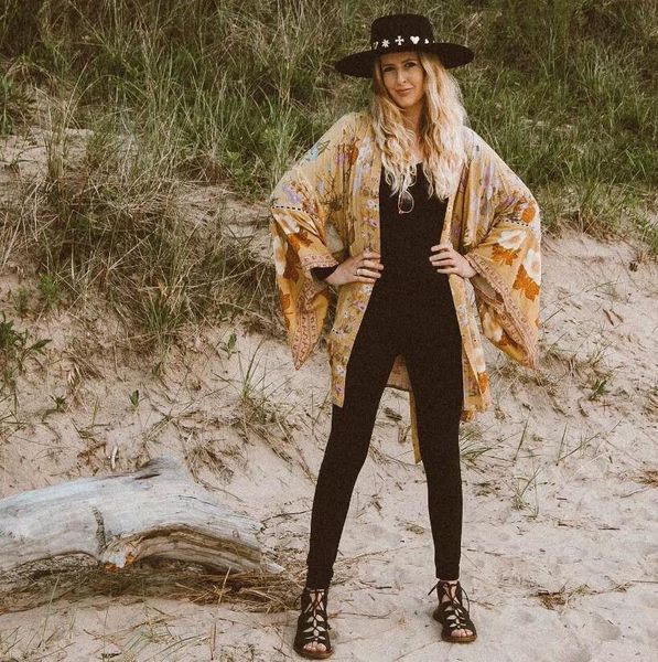 

women shirts bohemian yellow v neck flower print kimono shirt holiday beach tide bow sashes mid long cardigan blouse, White