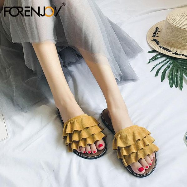 

slippers forenjoy zapatillas de descanso mujer flip flop summer women's flat heels flip-flops fashion sandals outside the beach, Black