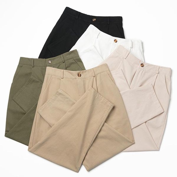 

women's pants & capris korean fashion high waist women white casual office elegant stacked leggings pencil 2021 spring loose, Black;white