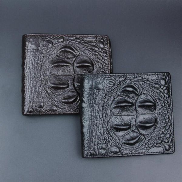 

wallets 2021 crocodile pattern genuine cow leather men wallet male purse coin pocket money bag cards holder clutch wholesale, Red;black