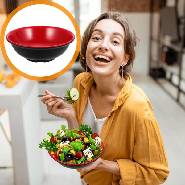 

bowls 1pc melamine ramen bowl salad rice kitchen supoly (black, red)
