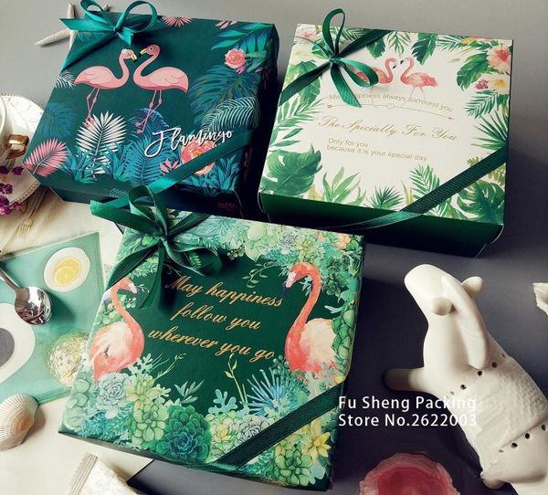 

gift wrap three-piece boxes green cake box cupcake bakery macaron pastry cookies packaging paper 100pcs/lot