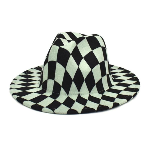 

berets patchwork wool felt fedora hat gentleman lady winter autumn jazz panama lattice, Blue;gray