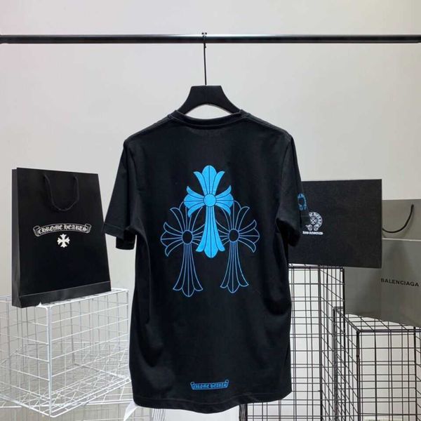 

fashion brand new crosin men's and women's 2021 cross phantom horseshoe print blue short sleeve t-shirt, White;black
