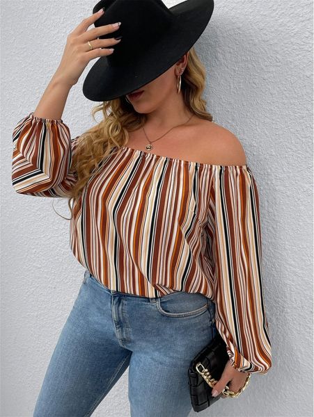 

plus solid off the shoulder blouse e0xh#, Black