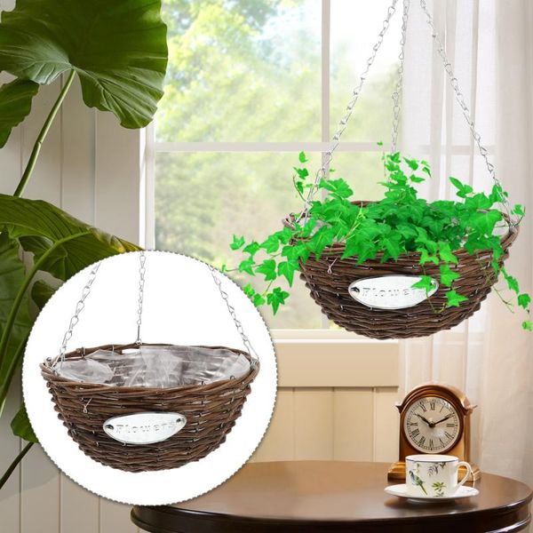 

storage baskets 1pc home hanging basket practical flower holder balcony weaving