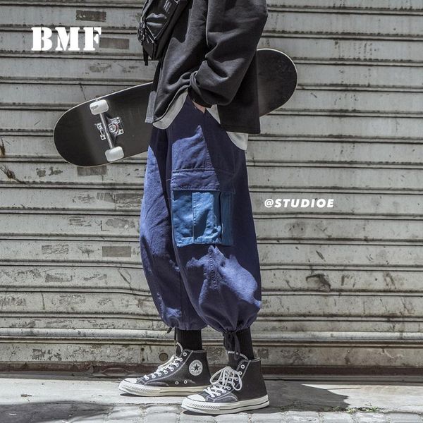 

spring korean hip hop casual skateboard pants streetwear harajuku cropped cargo kpop couple joggers men clothing men's, Black