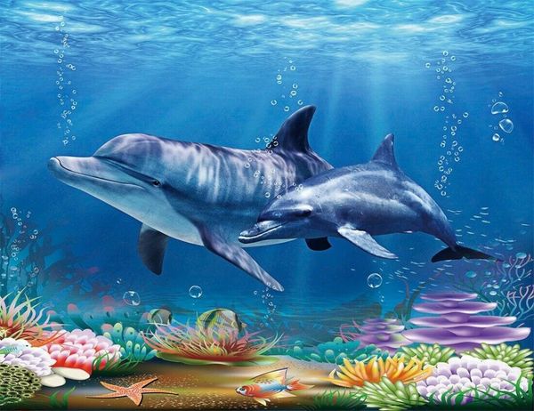 

tapestries funny dolphin underwater scenery background