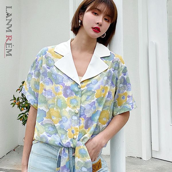 

women printing blouse bandage v-neck short sleeve loose fit lady shirt fashion tide summer arrivals 2e1670 210507, White