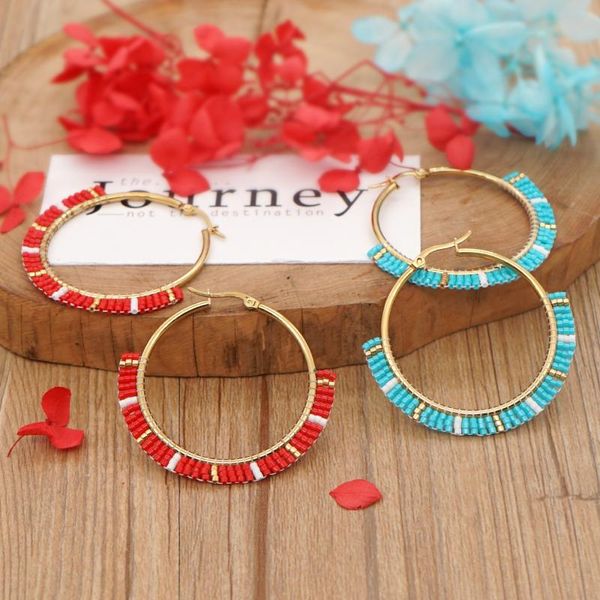 

hoop & huggie go2boho miyuki beaded ear ring women earrings stainless steel jewelry gift for her 2021 trendy handmade pendientes, Golden;silver