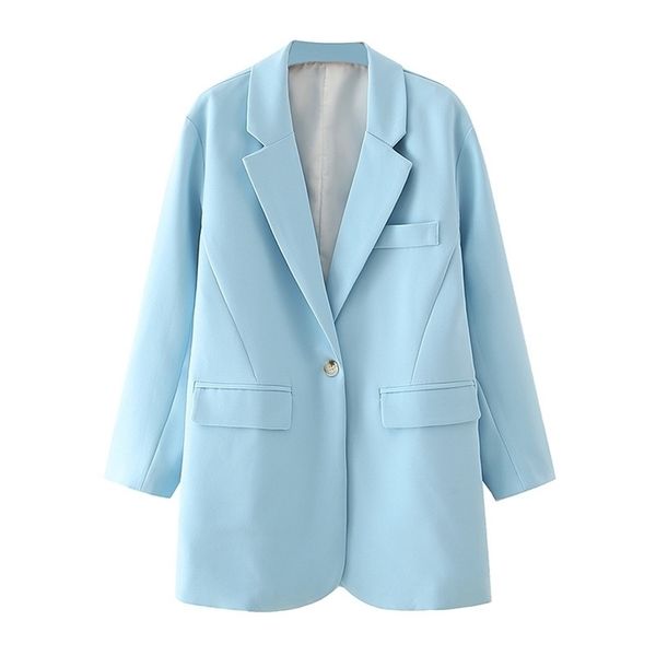 

elegant women sky blue blazer office ladies pocket jackets casual female full sleeve suits girls chic sets 210527, White;black