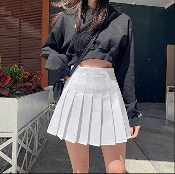 

high waist pleated girls tennis womens skirts school white black mini uniform female loose casual short bottoms