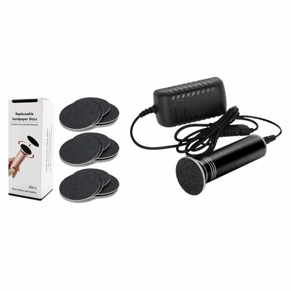 

set foot file callus remover tool: 1 80 grit sandpaper discs & eu plug electronic pedicure tool vacuum cleaners