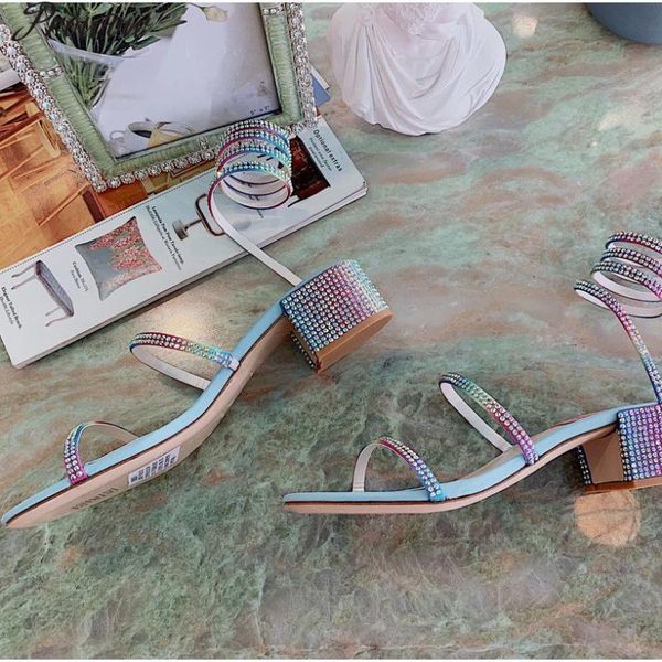 

prowow ankle gladiator sandals rhinestone decor women shoes woman 4.5cm heels summer party colourful, Black