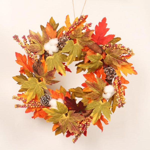 

decorative flowers & wreaths 45cm halloween wreath artificial pumpkin thanksgiving autumn door decoration garlands