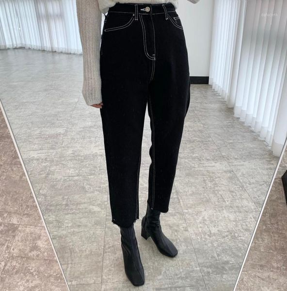 

women's jeans chic autumn winter boyfriend for women casual korean fashion clothing y2k denim pants female streetwear 2021, Blue