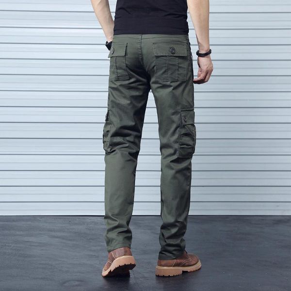 

men's pants cargo mens casual multi pockets military large size tactical men outwear army straight slacks long trousers, Black