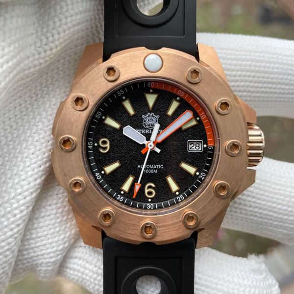 

wristwatches steeldive bronze watch mens 1000m waterproof nh35 automatic mechanical luminous self winding luxury watches sd1948s, Slivery;brown