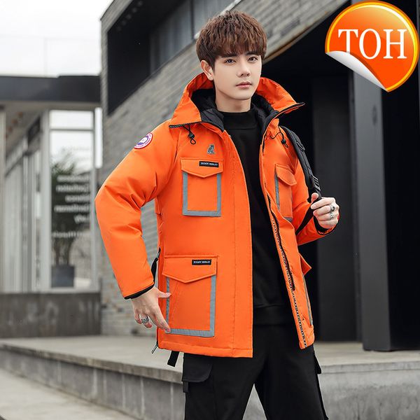 

new winter down jacket 2021 men fashion thick warm parkas white duck coats casual 2021 man s, Black