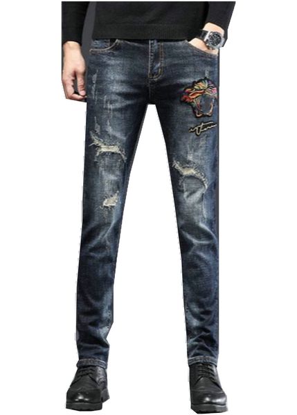 

2021 mens designer jeans distressed ripped biker slim fit motorcycle bikers denim for men s fashion mans black pants 21ss pour hommes hip-ho, Blue